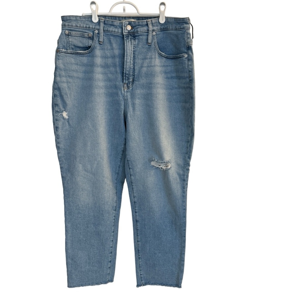 Madewell The Curvy Perfect Vintage Jean Distressed Wide Denim Jeans Sz 33